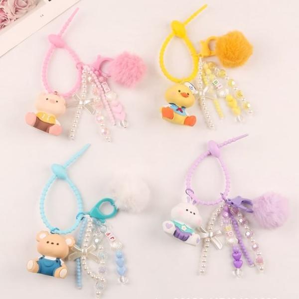 Animal Resin Pom Pom Bag Charm Keyring  |  Gizmos & Toys