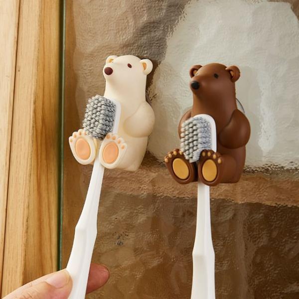 Bear Silicone Adhesive Toothbrush Holder  |  Homeware