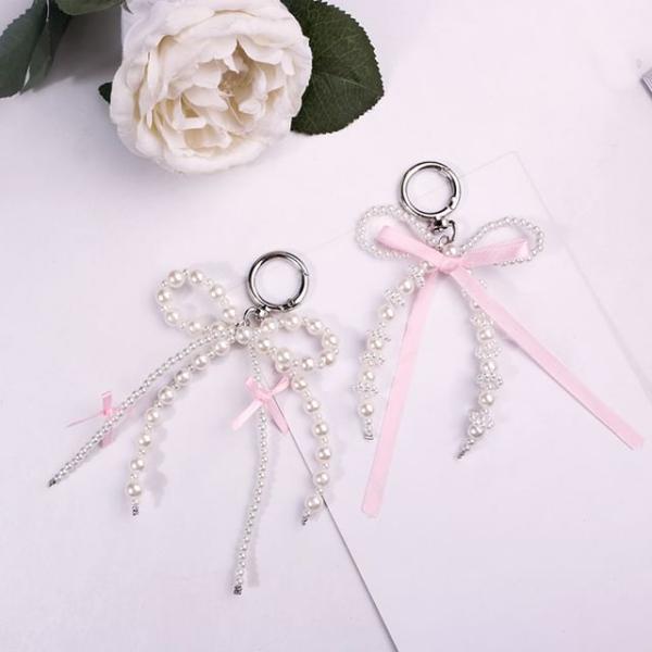 Bow Faux Pearl Ribbon Bag Charm (Various Designs)  |  Gizmos & Toys