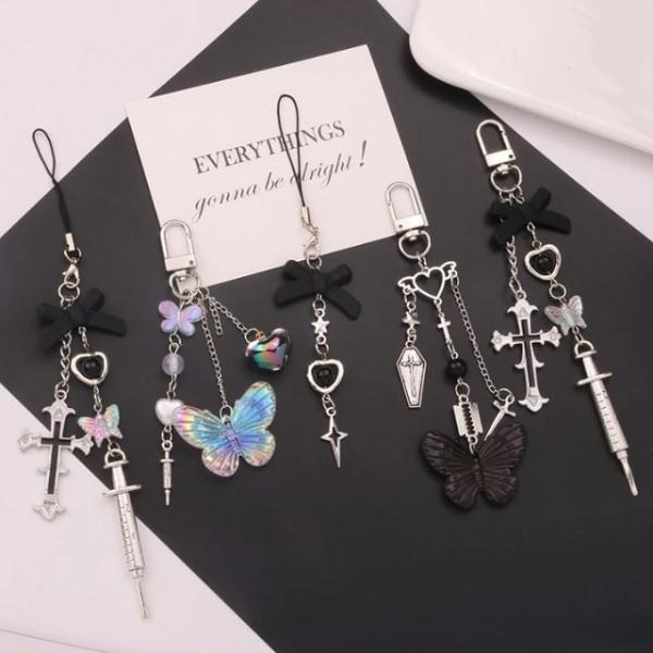 Butterfly / Cross Bag Charm Keyring (Various Designs)  |  Gizmos & Toys