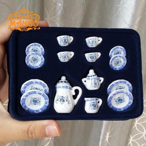 Dollhouse Miniature Print Clay Tea Cup / Tea Pot / Plate / Set (Various Designs)  |  Gizmos & Toys