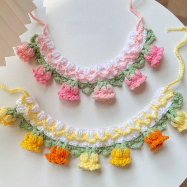 Floral Knit Pet Collar  |  Pet Accessories