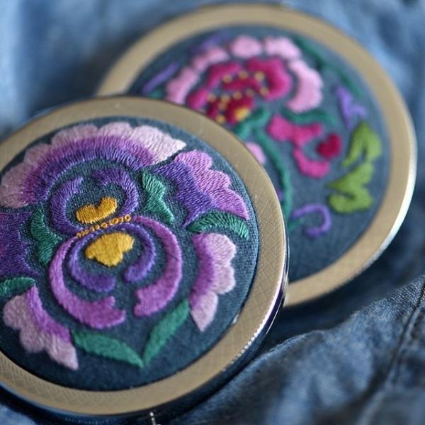 Floral Portable Mirror Diy Embroidery Kit (Various Designs)  |  Arts & Crafts