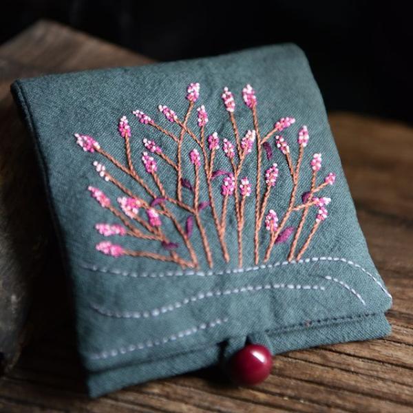 Floral Sanitary Pouch Diy Embroidery Kit  |  Arts & Crafts