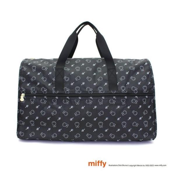 Hapitas Boston Travel Bag M Size Miffy Face Pattern (Black)  |  Travel Essentials