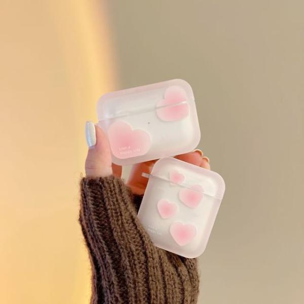 Heart Print Transparent Airpods Case  |  Electronic Accessories