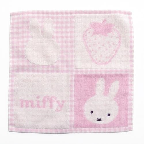 Miffy Strawberry & Chocolate Series Square Gingham Towel (Pink)  |  Homeware