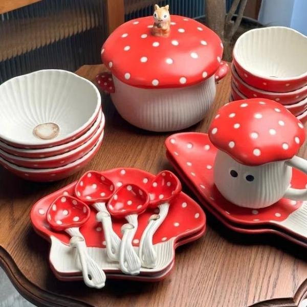 Mushroom Ceramic Plate / Bowl / Spoon / Mug (Various Designs)  |  Homeware