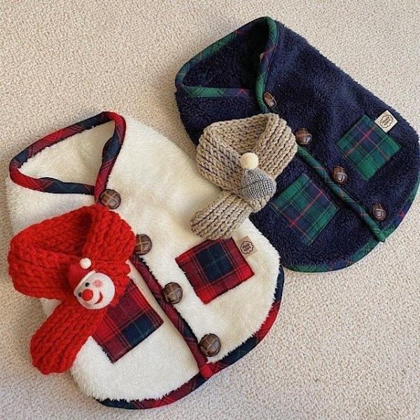 Plaid Chenille Pet Top With Scarf (Various Designs)  |  Pet Accessories