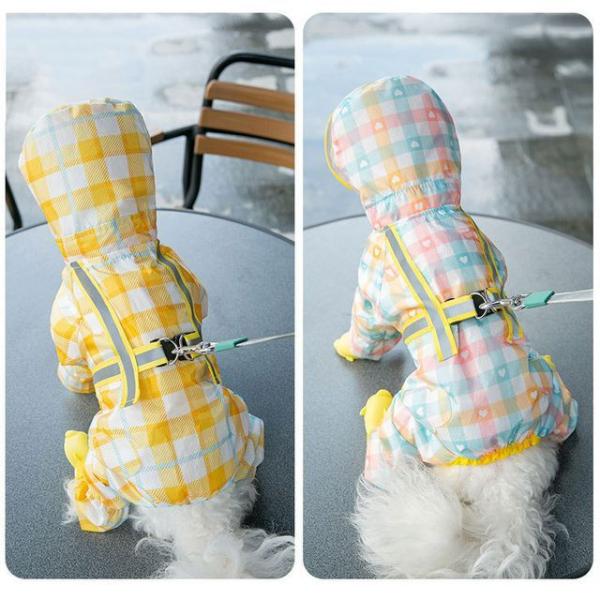 Plaid Hooded Pet Raincoat  |  Pet Accessories