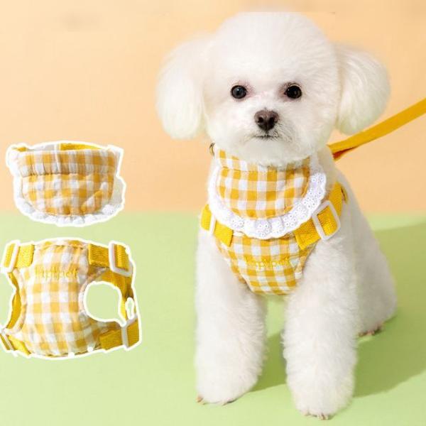 Plaid Pet Harness With Leash  |  Pet Accessories