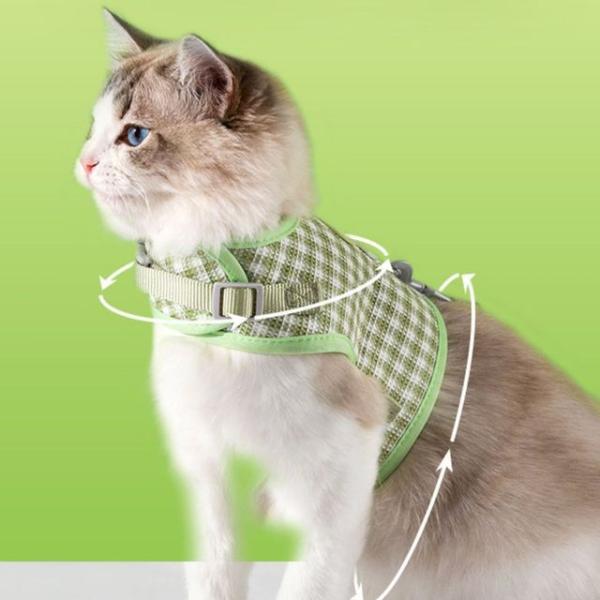 Plaid Pet Harness With Leash  |  Pet Accessories