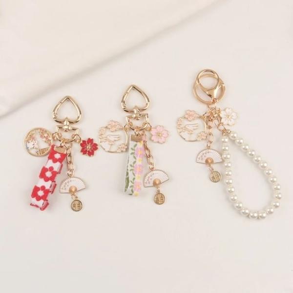 Rabbit Sakura Strap / Faux Pearl Bag Charm Keyring (Various Designs)  |  Gizmos & Toys