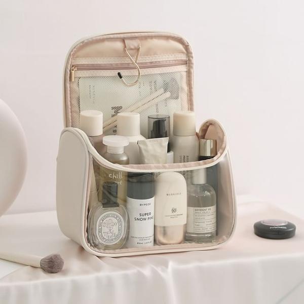 Transparent Panel Makeup Bag Travel Toiletry Bag  |  Travel Essentials