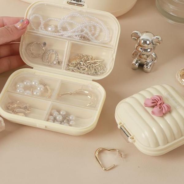 Travel Plastic Jewelry Box / Bow Adhesive Decoration / Set (Various Designs)  |  Travel Essentials