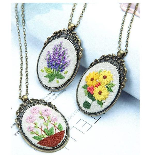 Floral Necklace Embroidery Diy Package  |  Arts & Crafts